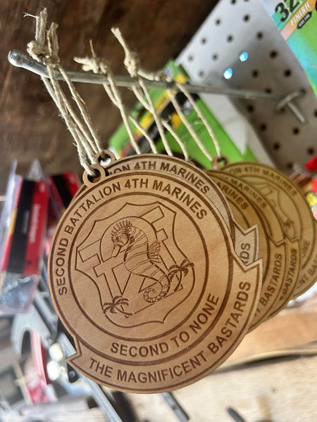 2nd 4th Marines Wooden Ornament