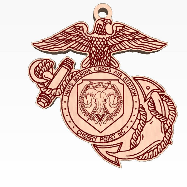 H&HS Marine Corps Air Station Cherry Point Wooden Ornament