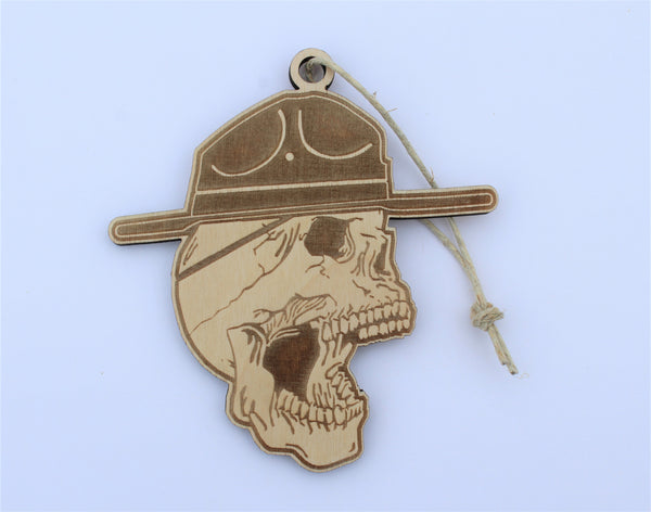 Drill Instructor, Screaming Skull, Wooden Ornament